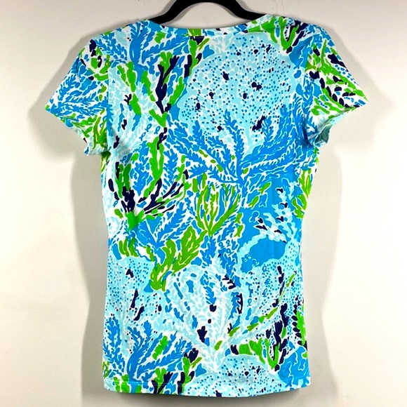 Lilly Pulitzer Women Size S Cotton Multicolor T
-Shirt V-Neck - Picture 3 of 4